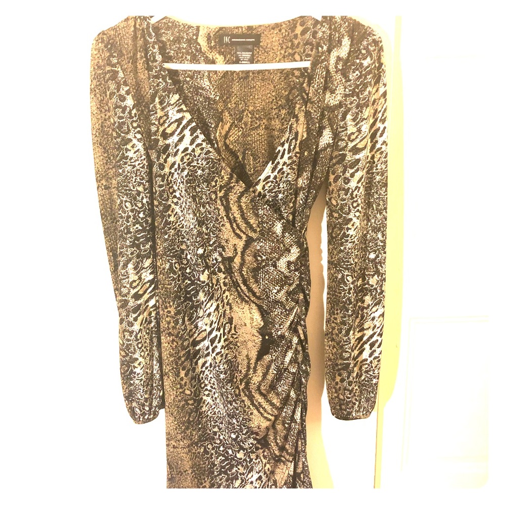 INC Animal print long sleeved dress size XS